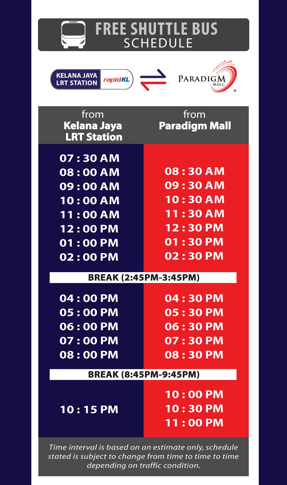 Paradigm Mall Free Shuttle Bus from to Kelana Jaya LRT Station